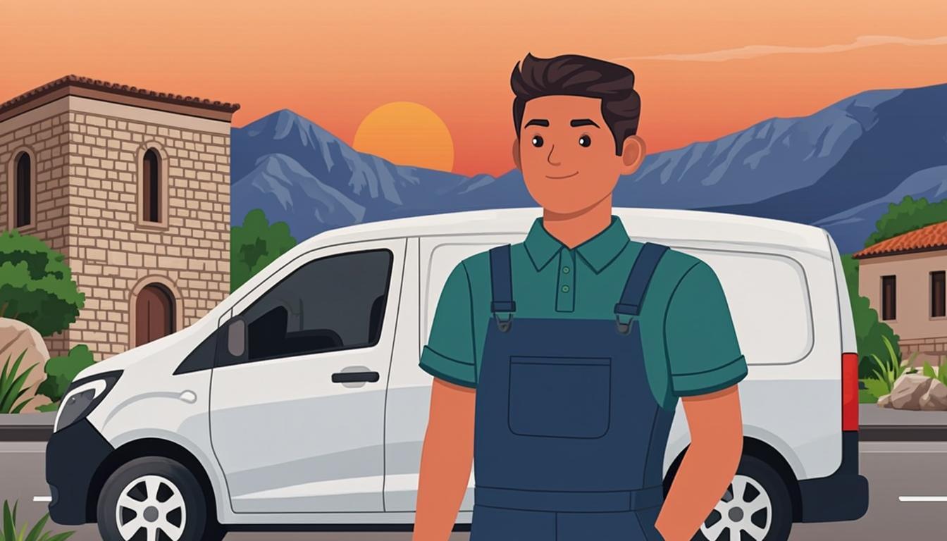 شاحنة خدمة وفني على طريق وادي أخضر قرب خميس مشيط